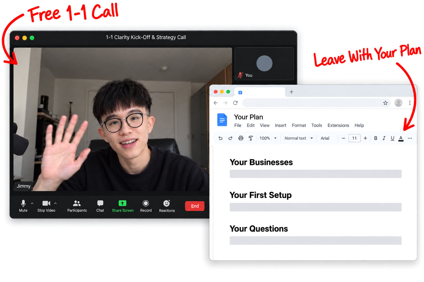Bonus: the 1-1 Clarity Kick-Off and Strategy Call on Zoom, with your plan