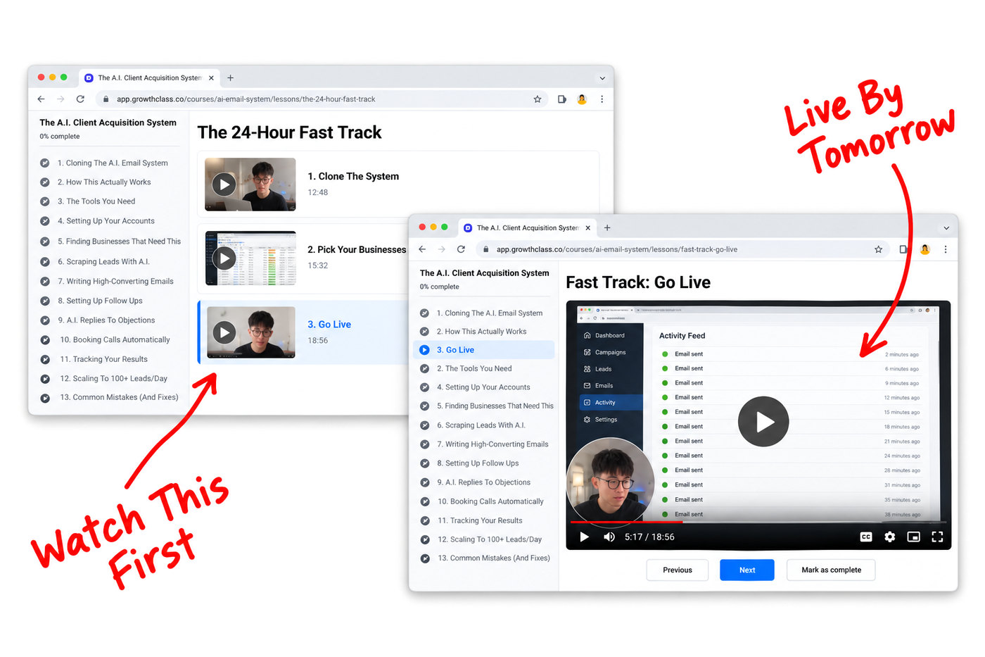 The 24-Hour Fast Track module and its Go Live lesson
